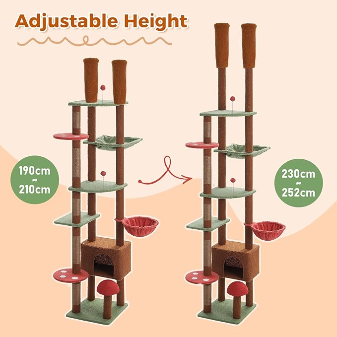 PETEPELA Floor to Ceiling Cat Tree, Adjustable 90.5''-100.4'' Cat Tower - Image 2