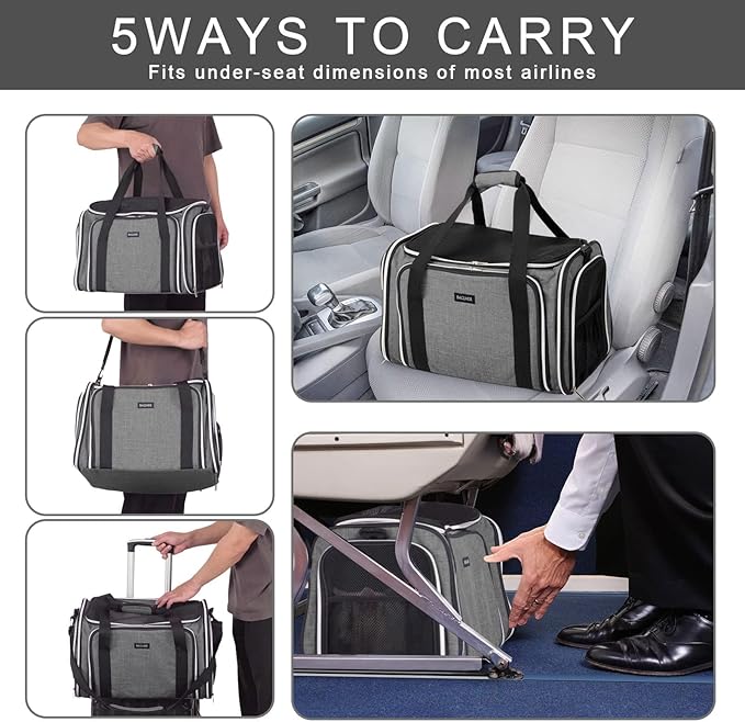 BAGLHER Cat Carrier Bag, Airline Approved Pet Carrier Soft Side Pet Travel 5 - Image 7