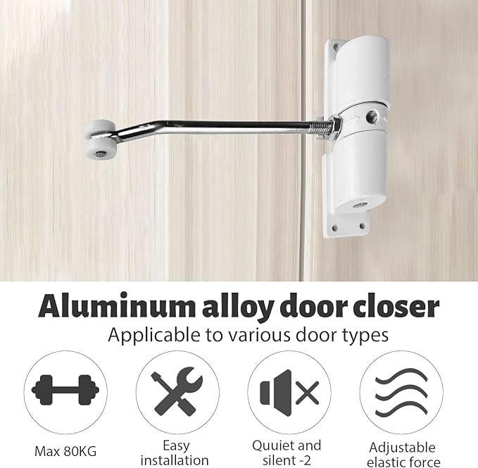 Automatic Door Closer, Zinc Alloy Safety Spring Door Closer Adjustable 30 kg - Image 5