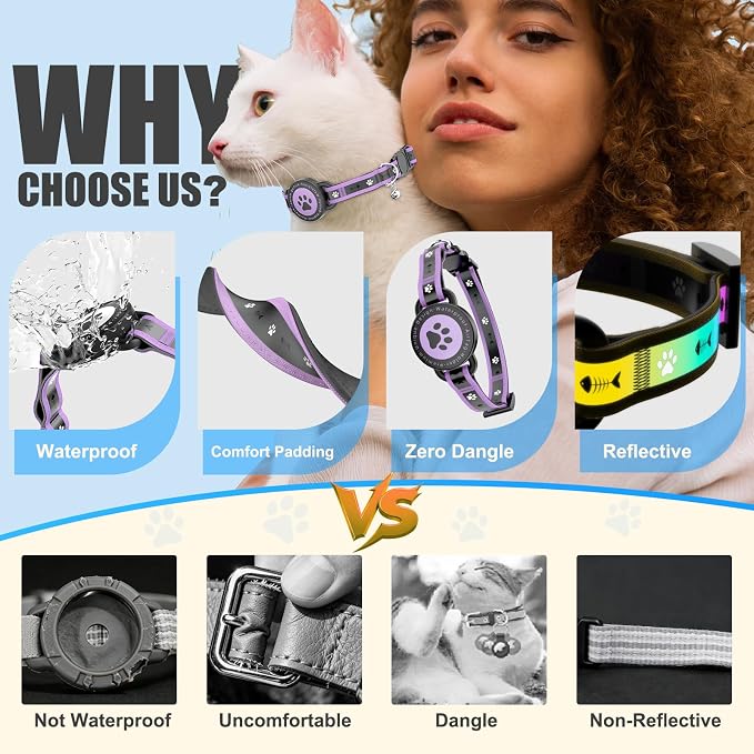 Airtag Cat Collar Breakaway, Reflective Cat Collar - Image 4