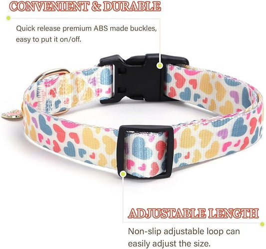 Love Pattern Dog Collar with Buckle Adjustable Safety Nylon Collars - Image 2