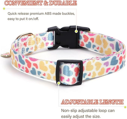 Love Pattern Dog Collar with Buckle Adjustable Safety Nylon Collars - Image 2
