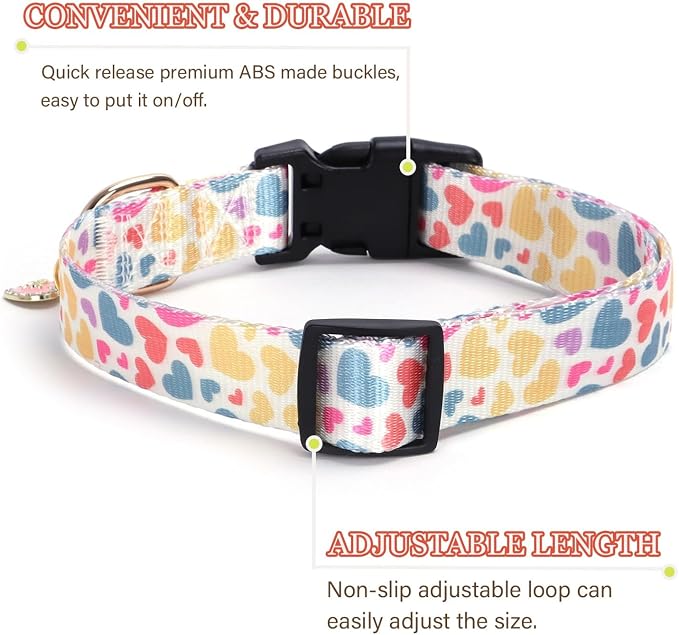Love Pattern Dog Collar with Buckle Adjustable Safety Nylon Collars - Image 2