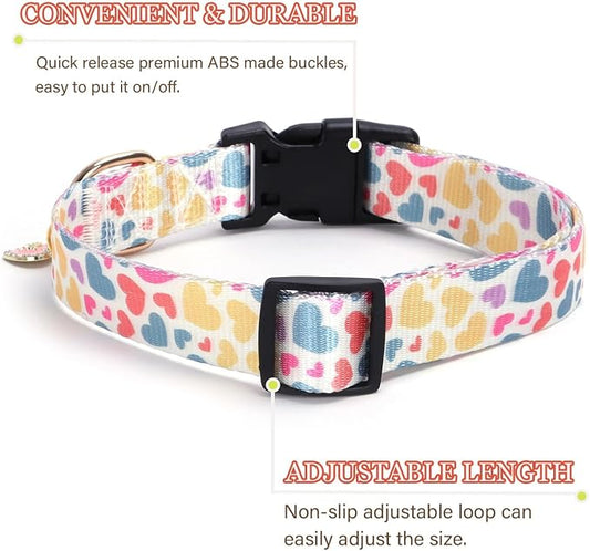 Love Pattern Dog Collar with Buckle Adjustable Safety Nylon Collars - Image 2