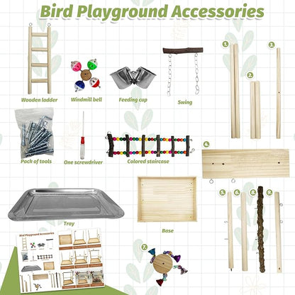 PINVNBY Bird Playground Parrot Perch Stand Play Gym Cockatiel Wood Bird Toys - Image 6