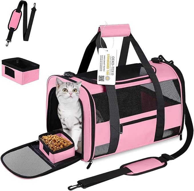20" Large Cat Carrier Soft Side Dog Carrier Pet Carrier by CUSSIOU
