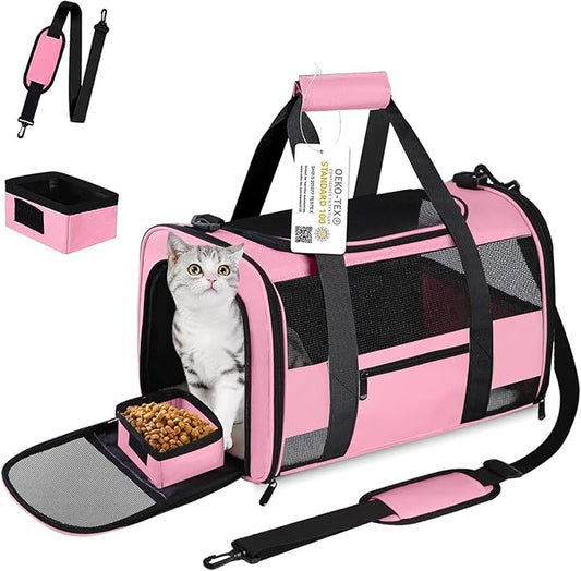 20" Large Cat Carrier Soft Side Dog Carrier Pet Carrier by CUSSIOU