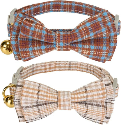 2 Pack Soft Cotton Cat Collars by Ewinoom