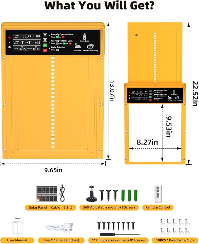 2025 Upgrade 7W Solar Power Chicken Door, Pet Deluxe Automatic Chicken Coop Door - Image 8