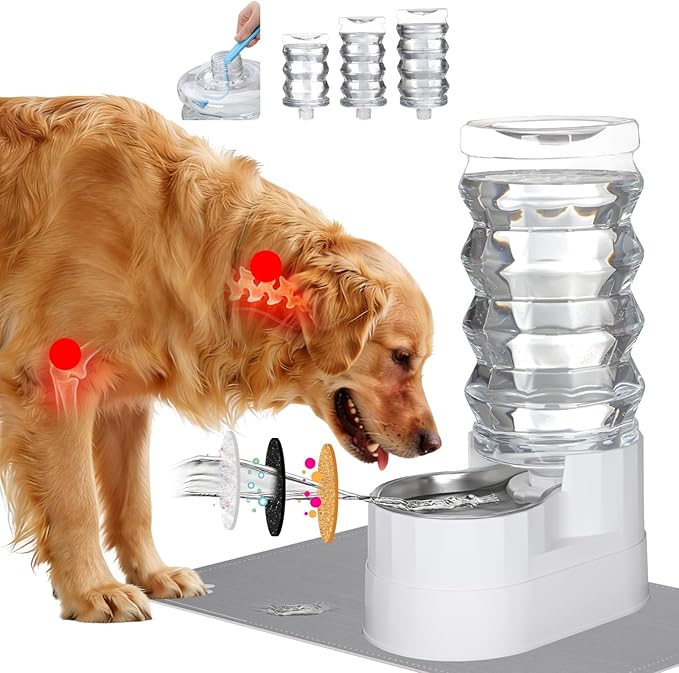 RIZZARI Large Water Dispenser for Dogs: 9L Automatic Stainless Steel Gravity by RIZZARI
