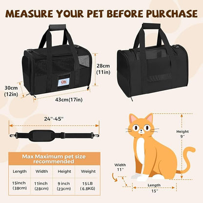 Cat Carrier Soft for Pets Up to 15 Lbs, Cat Travel Bag - Image 2