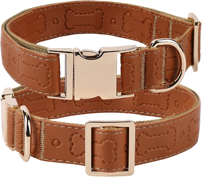 TDTOK Stylish Leather Dog Collar, Comfortable Soft PU Leather Dog Collars by Getthegoodstuff