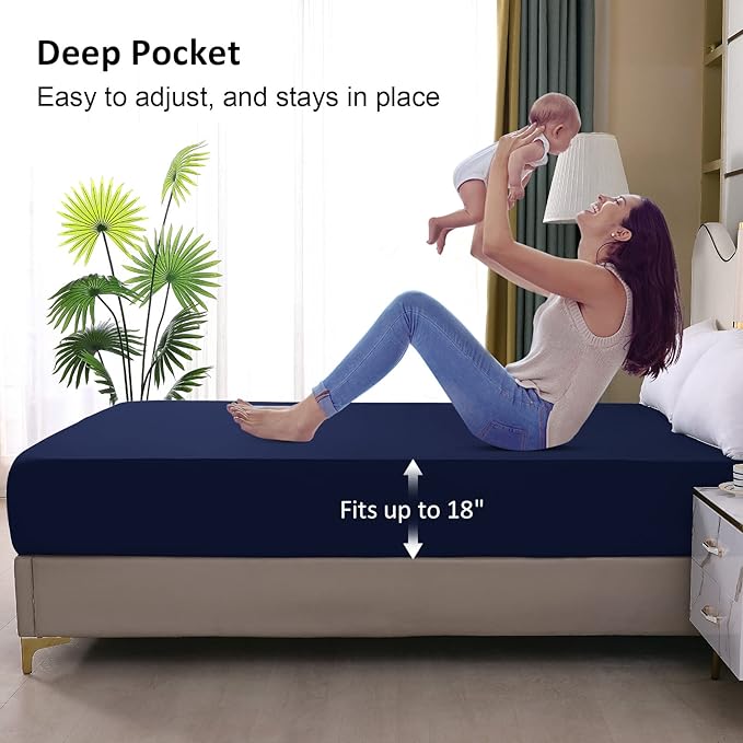 Twin Mattress Protector Waterproof, Fitted Sheet Style Breathable Cooling - Image 4