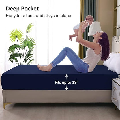 Twin Mattress Protector Waterproof, Fitted Sheet Style Breathable Cooling - Image 4