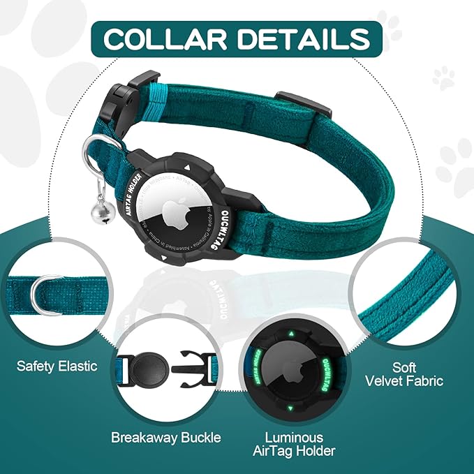 Luminous AirTag Cat Collar Breakaway, OUCWLTAG GPS Cat Collar - Image 2