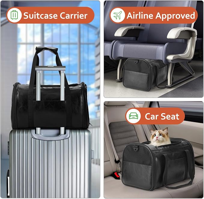 Fashion Leather Dog Carrier Cat Carrier Airline Approved Pet Carrier - Image 6