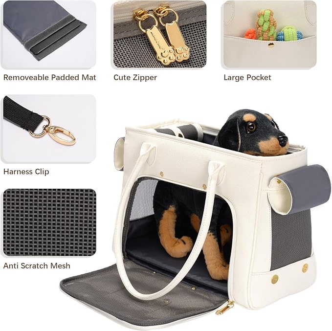 Fashion Pet Carrier Purse for Small Cat and Dog, Luxury Pu Soft-Sided Tote Bag - Image 4