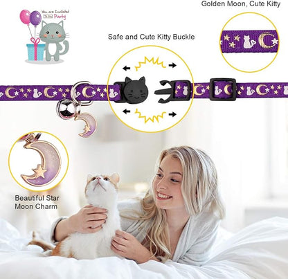 4PCS Cat Collar with Bells, Breakaway Cat Collars, Kitten Collar with Bell - Image 3