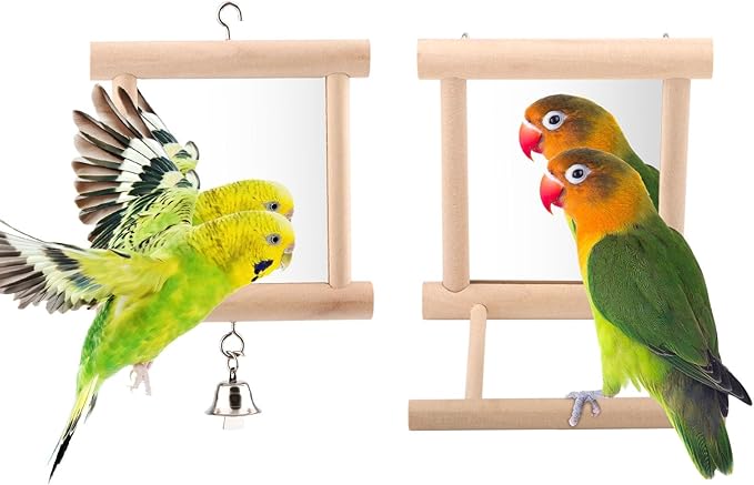 Wontee Bird Mirror Bird Toys for Budgies Parakeets Cockatiels Lovebirds Conures by Wontee