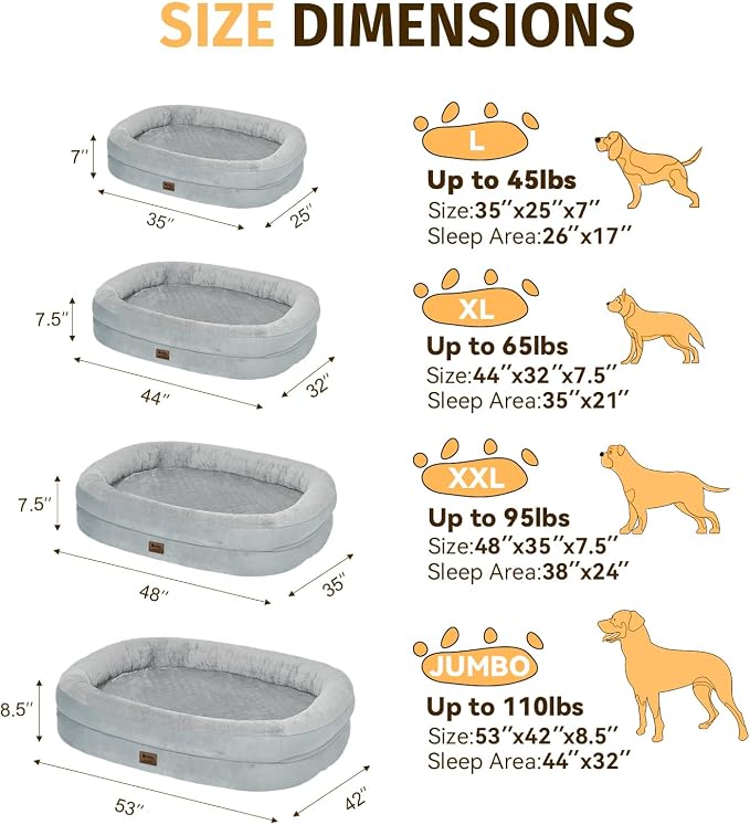 Orthopedic Waterproof Large Dog Bed: Memory Foam Washable Dog Bed - Image 2