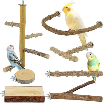 7PCS Natural Wood Bird Perches for Cage, Bird Parrot Parakeet Perch Stand by Unknown