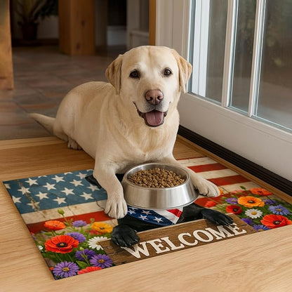 Patriotic 4th of July Flag Dog Pet Food Mat Independence Day Spill-Proof Pet - Image 4