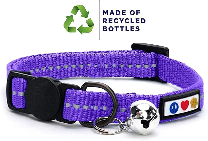 Pawtitas Recycled Purple Reflective Cat Collar – Eco-Friendly Breakaway Safety - Image 2