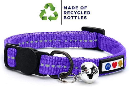 Pawtitas Recycled Purple Reflective Cat Collar – Eco-Friendly Breakaway Safety - Image 2