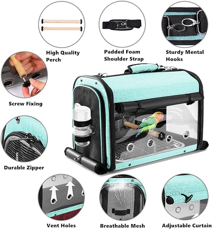 SUERTREE Bird Carrier Bag Bird Travel Cage - Image 2