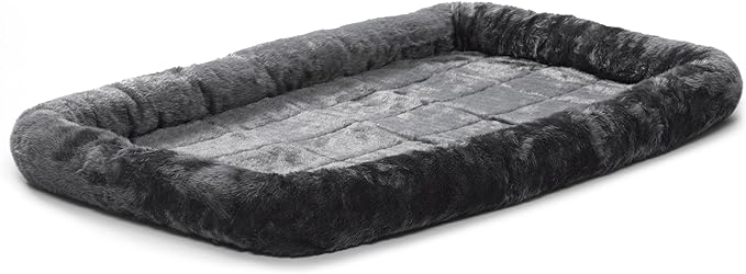 MidWest Homes for Pets QuietTime Dog Bed – Gray Faux Fur Bolster, Ultra-Soft by MidWestHomesForPets