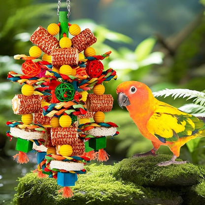Bird Toys, Parrot Toys for Large Birds, Natural Corn cob and Loofah Slices Bird - Image 3