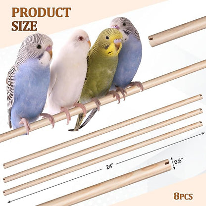 Sintuff 8 Pcs Bird Perches for Cage Accessories, Wooden Perch Rods Replacement - Image 2