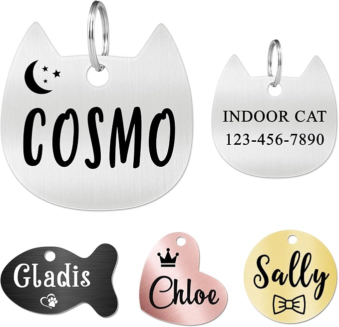 Ultra Joys Cat ID Tag Personalized Pet Tags, Durable Stainless Steel Small Pet by UltraJoys