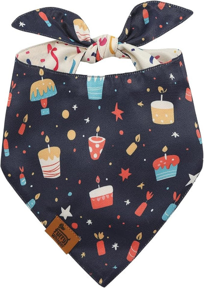 Birthday Dog Bandana for Medium Large Dog, Reversible Soft Breathable by FurryWhisper