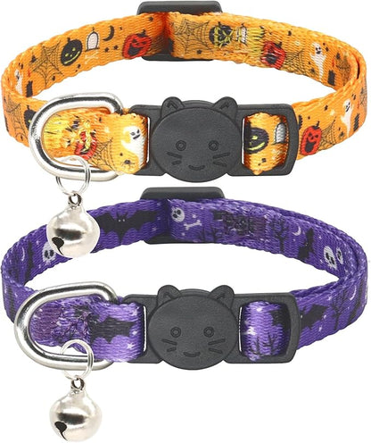 Halloween Cat Collar, 2 Pack, Breakaway Cute Cat Collar by Giecooh