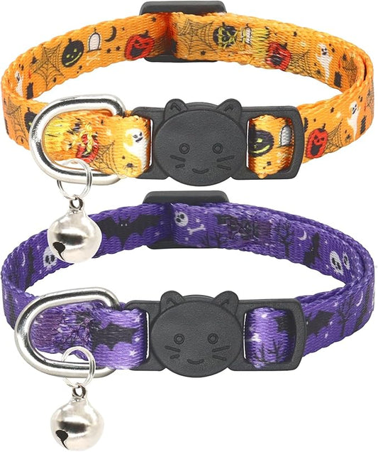 Halloween Cat Collar, 2 Pack, Breakaway Cute Cat Collar by Giecooh