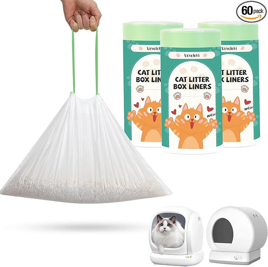 60 Count Cat Litter Box Liners Bag Compatible by Vovoloki
