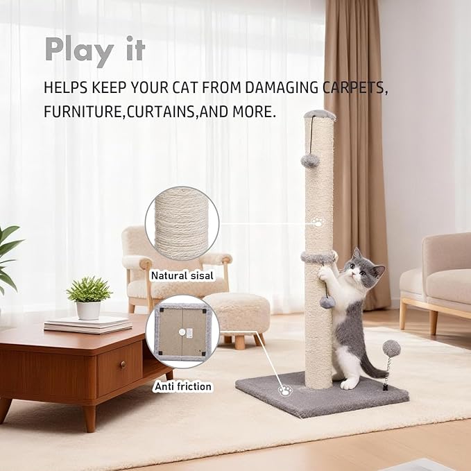 MECOOL 34“ Tall Cat Scratching Post Premium Basics Kitten Scratcher Sisal - Image 3