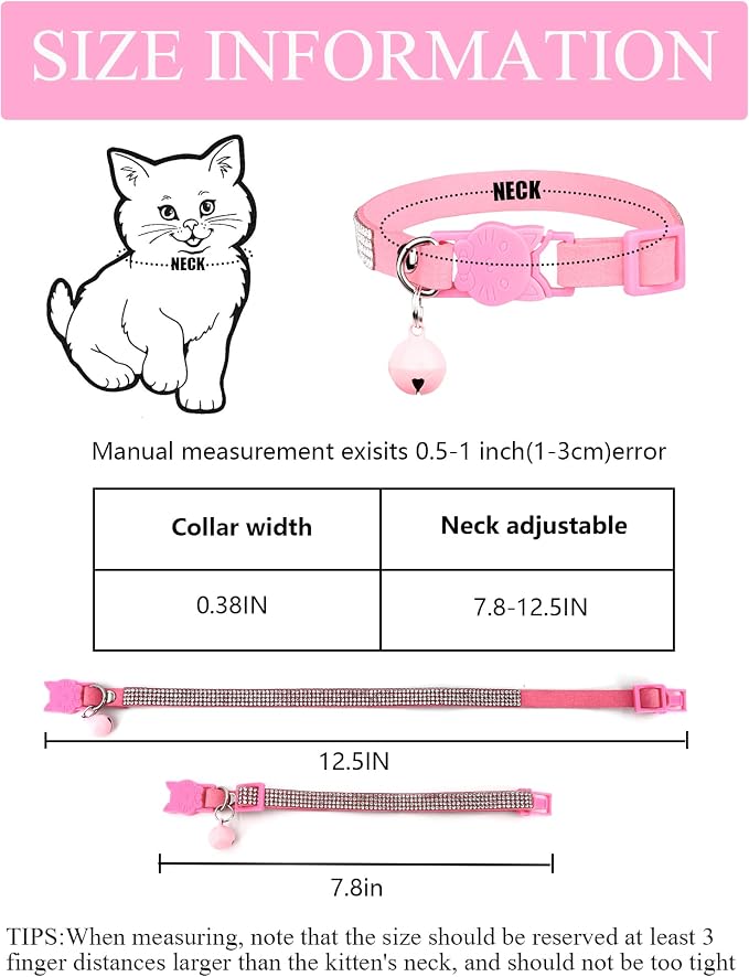 Cat Collars for Girl Cats with Rhinestone Soft Velvet, Breakaway Cat Collars - Image 5