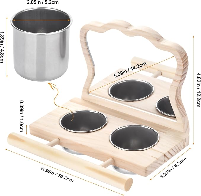 Bird Perch Platform Toy with Mirror, Standing Rack & Stainless Steel Bowl - Image 6