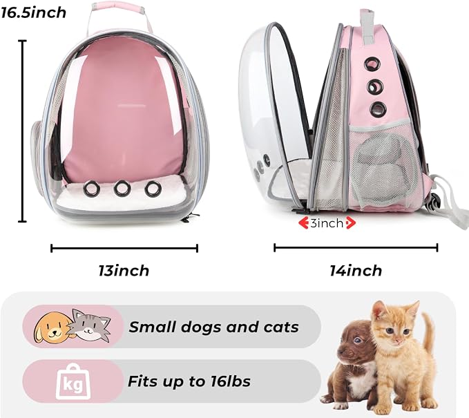 Lollimeow Cat Carrier Backpack, Expandable Bubble Pet Carrier - Image 3