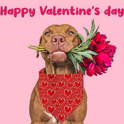 Valentines Dog Bandanas, Heart Red White Heart Dog Scarf, Mother's Day Dog - Image 6