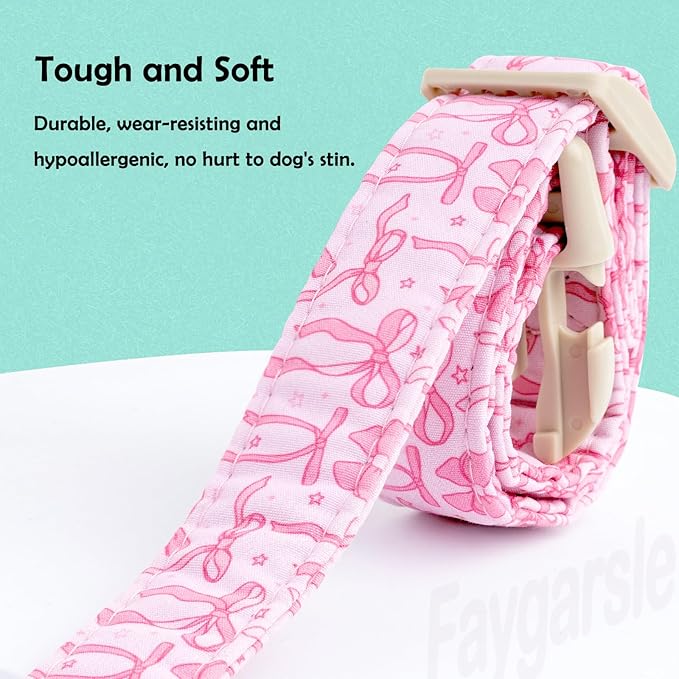 Faygarsle Cute Pink Bow Pattern Dog Collar - Image 3
