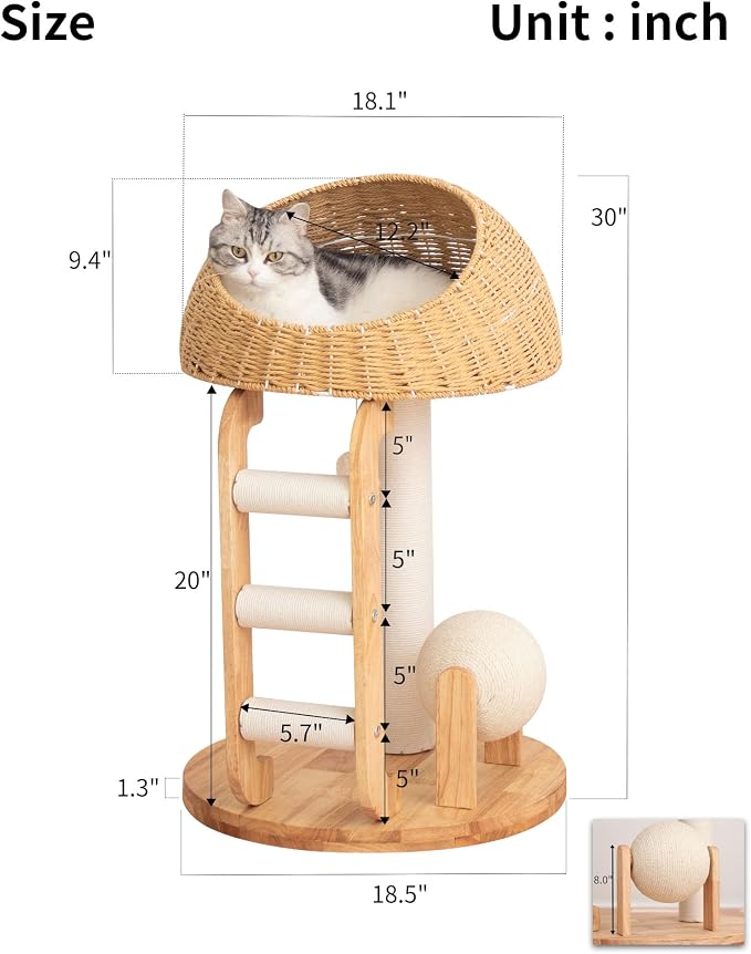 Wood Cat Tree for Large Cats, Modern Cat Tree Tower - Image 10
