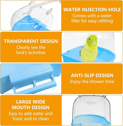 Tfwadmx 3Pcs Bird Bath for Cage Hanging Parakeet Bath Box Clear Bird Bathtub - Image 4
