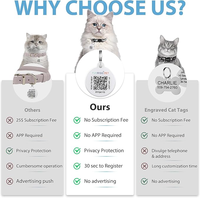 Cat Collar Breakaway with QR Code Name Tag, Reflective Kitten Collars with Bell - Image 2