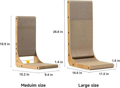 FUKUMARU Cat Scratcher, 18.9 Inch L Shape Cat Scratch Pad, Vertical Cat - Image 5