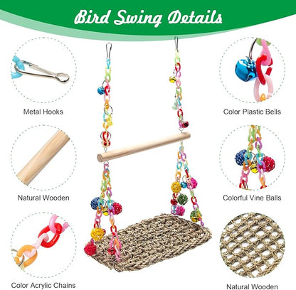Bird Swing Toys Coolrunner Bird Hammock Bed Hanging Swing Nest Cotton Weave - Image 3