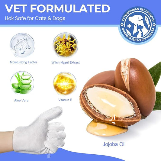 Pet Cleaning Glove Wipes for Dogs & Cats, Hypoallergenic Deodorizing Disposable - Image 2