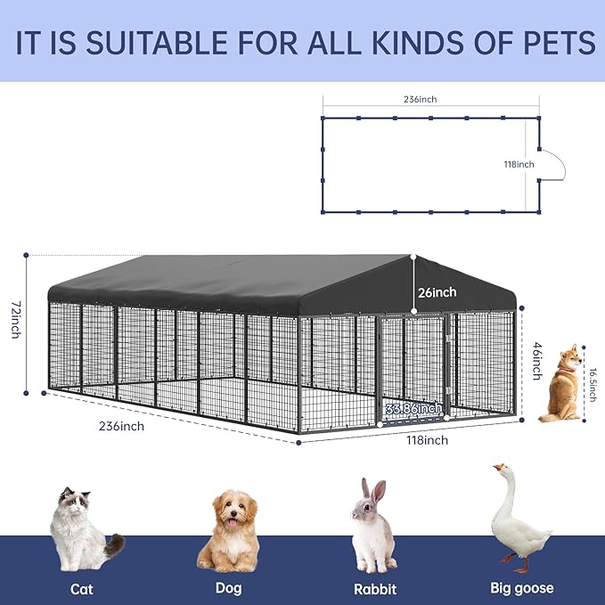 Large Outdoor Dog Enclosure, Heavy Duty Dog Cage - Image 2